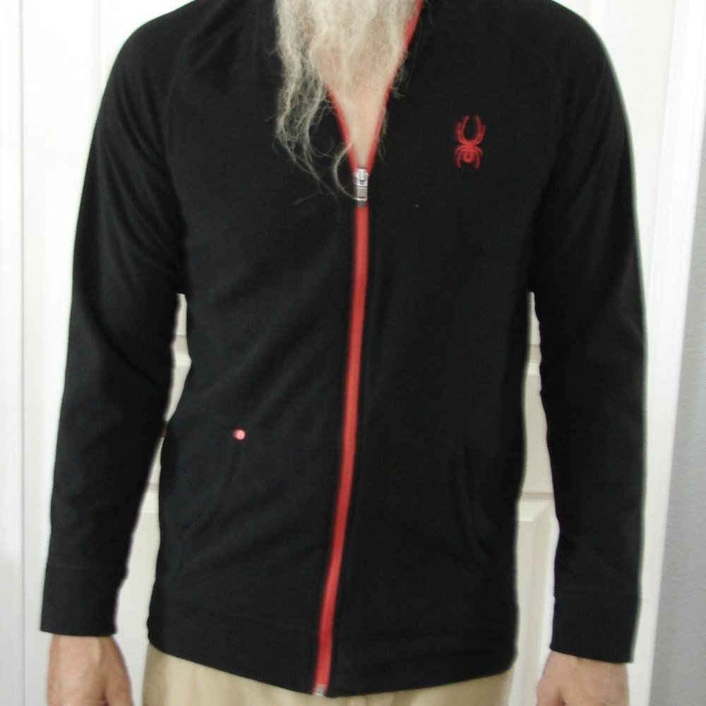 Spyder Snuggle Fleece Zip Hooded Sweatshirt Jacket Black Red XL Warm Coat Unisex